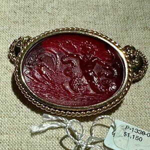 Clara Williams Red Italian Murano Glass Centerpiece Pendant 14kt Gold Sea Ocean